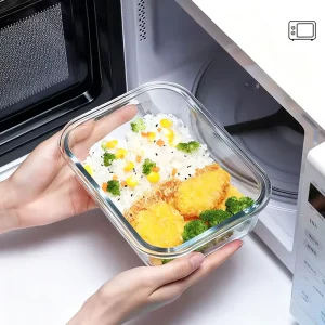 Temperature Resistant Glass Lunch Box Rectangular Container for Freezer and Oven