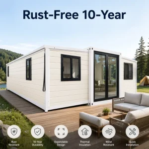 Termite and Mold Resistant 20ft Expandable Container House with High Security Doors and Window Screens for Communities