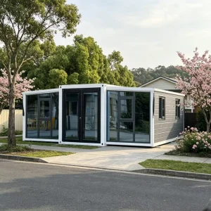 The Fine Quality Glass Curtain Wall Casas Prefrafricadas Collapsible Shipping Containers Double Wing Folding Room With Toilet