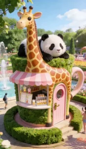 Theme Park Commercial Street Or Special Area Tea Beverage Dessert Shop Cartoon Creative Mobile Activity House