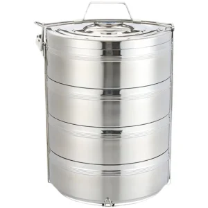 Thickened 304 Stainless Steel 4 Tier Insulated Airtight Lunch Box with Over 6L Capacity and Handle