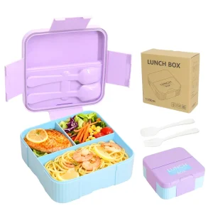 Thickened Plastic Microwave Safe Leak Proof Three Grid Compartmentalized Simple Eco Friendly Portable Lunch Box for Office