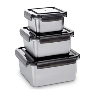 Three Size Square Stainless Steel Lunch Box Portable for Bakery Cold Storage Use