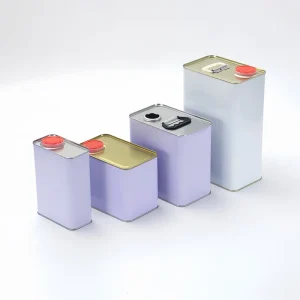 Tinplate Metal Packaging Can with Handle Square Square Container for Paint Chemical Solvent Liquid Coating OEM Factory Supply