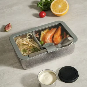 Titanium Lunch Box Glass Lid 1000ml+75ml Food Storage Container Sets for Outdoor Camping Freshness Preservation