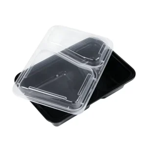 To Go Meal Prep Containers Disposable Plastic PP Lid Microwavable BPA Free 2 Compartments Easy to Carry Food Container Lunch Box