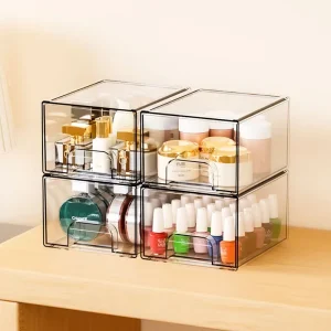 Transparent Big Capacity Cosmetic Waterproof Dustproof Bathroom Desktop Beauty Makeup Organizer Skin Care Storage Box Drawer