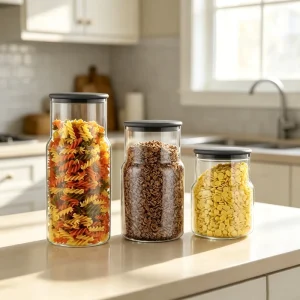 Transparent Kitchen Dry Food Cereal Storage Containers Airtight Clear Food Storage Canister with Silicone Lid