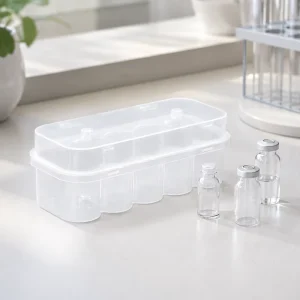 Transparent Plastic Bottle Storage Box Portable Clear Container Organizer Suitable for Small Glass Vials Stackable Design