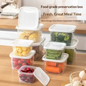 Transparent Plastic Stackable Storage Containers Kitchen Plastic Covered Containers and Refrigerator Food Storage Containers