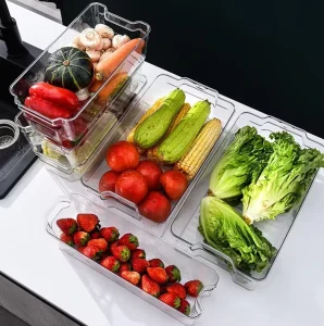 Transparent Refrigerator Storage Container Drain Basket Drawer PET Fridge Organizer for Kitchen Use Environment-Friendly