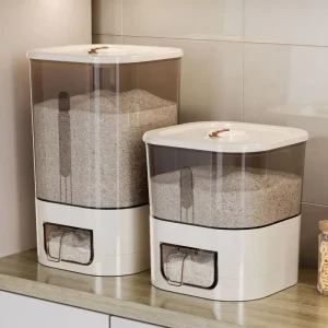Transparent Sealed BPA Free Eco Friendly Rice Storage Container with Press Dispenser Pest Proof Moisture Proof Large Capacity