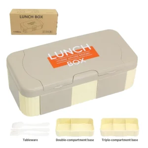 Triple Compartment 1100ml Microwave Safe Heatable Food Grade Plastic Lunch Box Non Slip Sealed Design Eco Friendly Durable for