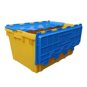 Trunk Storage Crate 65L Tracking Container Tote with Locking Cover Plastic Bulk Containers