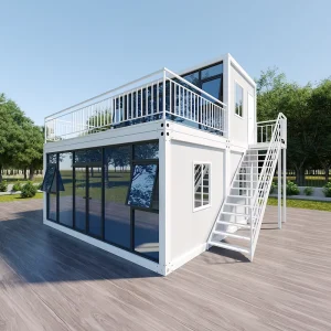 Two Layer Quick Assemble Container House Villa Two Story with Terrace Prefab Cabin for Leisure Stay