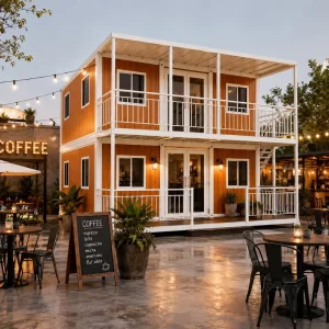 Two Story Container House Prefabricated Modular Building with Balcony for Hotel Dormitory and Residential Project