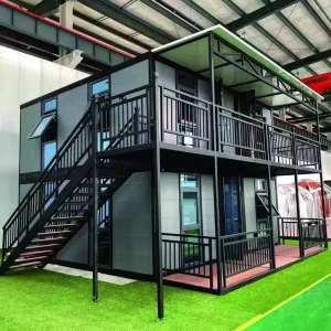 Two Story Container House With Garage Waterproof Steel Material Custom 20ft Portable 2 3 Bedroom Mobile Prefab Home