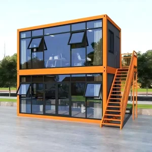 Two Story Detachable Flat Pack Stackable Container House Fireproof Insulation Breathable Design Modern Office Hotel Use Safety