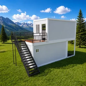 Two Story Glass Curtain Wall Detachable Container House Durable Steel Structure Portable Apartment Hotel