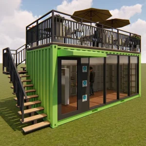 Two story Pop up Container Coffee Restaurant Bar Cafe Kiosk Booth Use Steel Prefabricated Houses