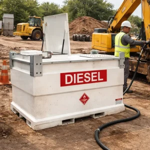 UL142 Certified 500GAL Fuel Cube Tank with Pump Construction Site for Storage Diesel Portable Gas Station with Forklift Pockets