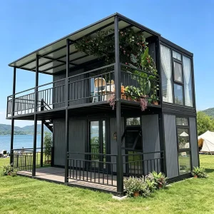 Upstairs Leisure Balcony Detachable Prefabricated Container House Moisture Proof 10 40ft Prefab Homestay Container Unit