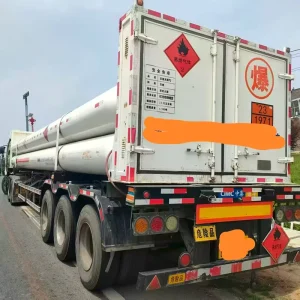 Used Steel 9 Tube Skid Tank Container with Semi-Trailer Chassis