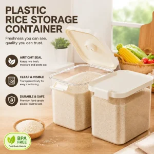 User friendly Plastic Rice Storage Container Home Use Nordic Style Kitchen Insect Proof Moisture Proof Sealed 20 Pound Rice