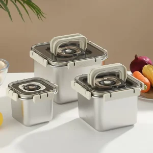 Variety Size Large 4500ml Outdoor Square Stainless Steel Nonstick Date Remind Lunch Box Airtight Food Storage Box Container Set