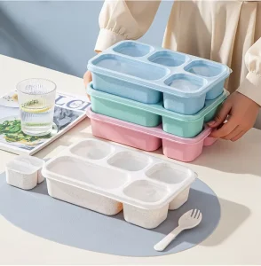 Versatile 4-Compartment Bento Box Leak-Resistant Adult Lunchable Food Storage Container