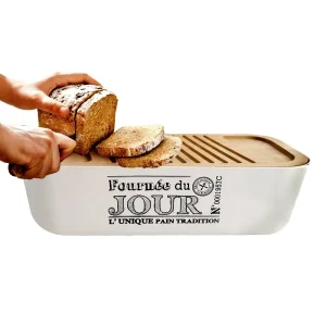 Vintage Rustic Eco Friendly Recycled PET Large Bread Box Kitchen Countertop Storage Container Bamboo Lid Stackable Durable