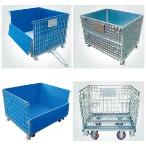 Warehouse Cage Cold Rolled Steel Galvanized Coated Wire Mesh Anti rust High Capacity Stackable Storage Container for Logistic