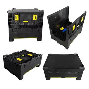 Warehouse Storage Heavy Duty Large Transport Industry Collapsible Plastic Pallet Bins Containers