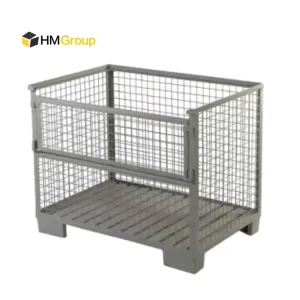 Warehousing Auto Spare Parts Storage Heavy Duty Powder Coated Stacking Metal Steel Wire Mesh Container