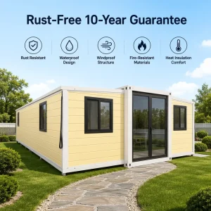 Waterproof 100% Termite-Proof Structure R22 Insulated 20ft Double Wing Expandable Container Villa for Rural Housing Development