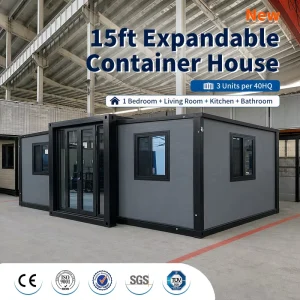 Waterproof 15Ft Mobile Modular Home Expandable Prefabricated Container House 3 Bedroom Luxury Tiny House with Kitchen