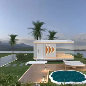 Waterproof 40ft Container Home Steel Structure Furnished Cabin Villa House with Capsule Office Pod