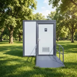 Wheelchair Accessible Portable Toilet Cabin Handicap Modular Bathroom With Ramp Safety Grab Bars Outdoor Prefab WC