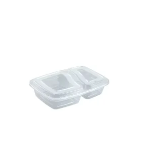White Black Two Apartment Lunch Boxes Meal Prep Microwavable To Go Containers Disposable Plastic Takeout Food Containers