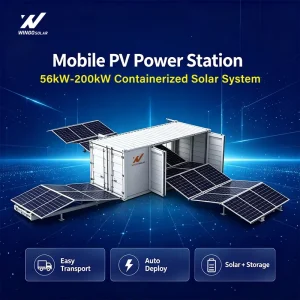 Wingo Solar Mobile PV Power Station 20HQ 56kW 150kW 200kW 261kWh Containerized Energy Storage System for Remote Base Station
