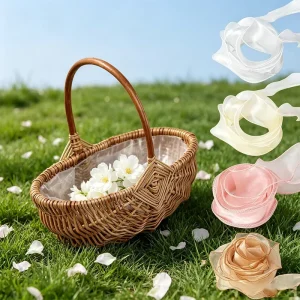 Woven Wicker Basket with Waterproof Insert for Gifts, Snacks or Easter Eggs