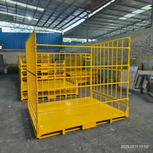 Yellow Powder-coated Large Item Disassembled Steel Construction Flat Pack Bulk Material Storage Container 2000kg Capacity