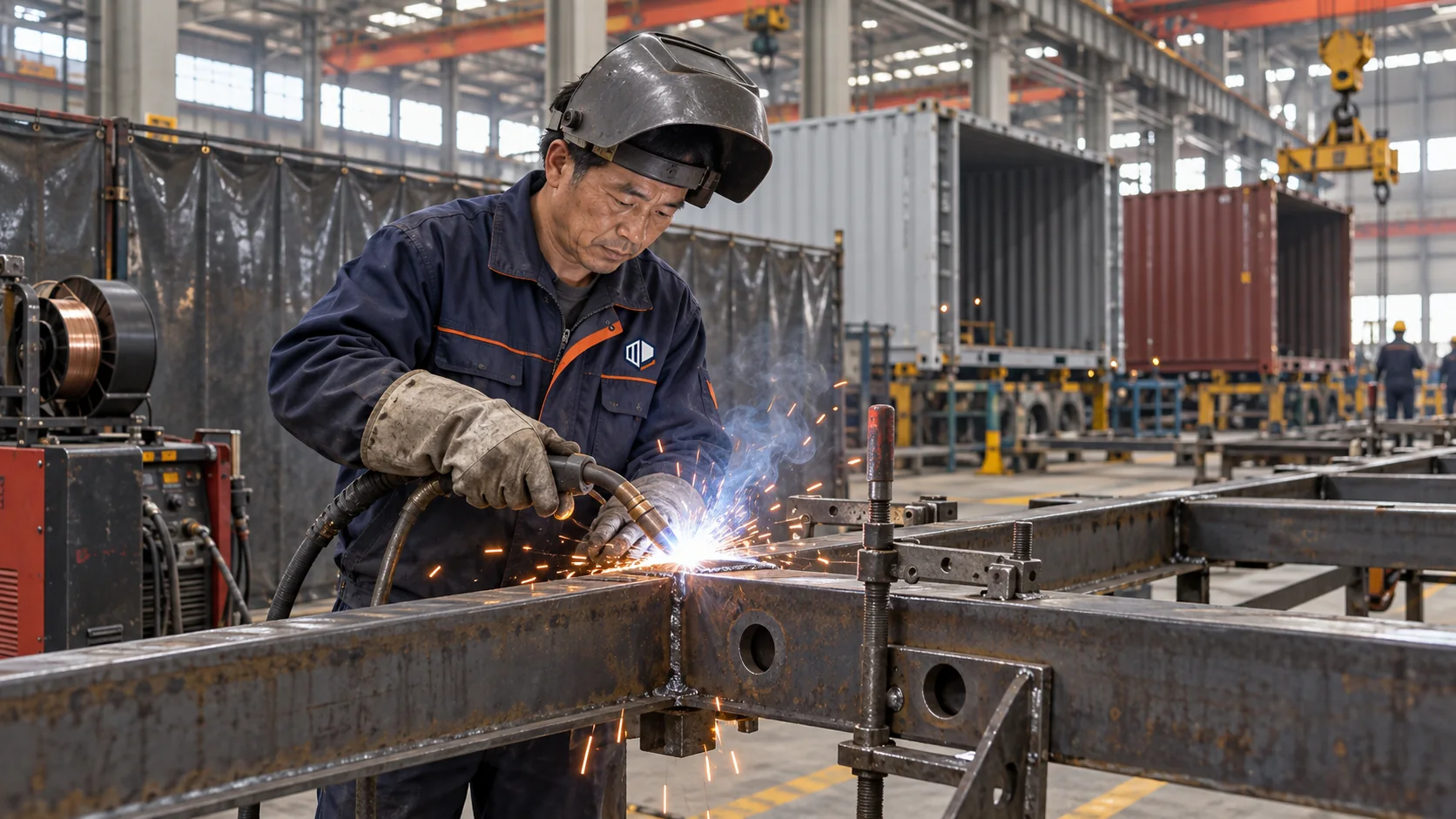 Container frame welding process